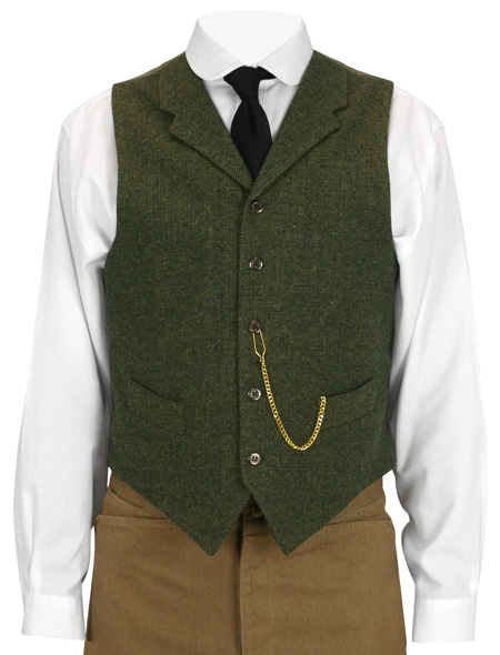 Victorian Old West Steampunk Edwardian Mens Vests Green Tweed Wool Blend Herringbone Dress Matched Separates |Antique Vintage Fashioned Wedding Theatrical Reenacting Costume |