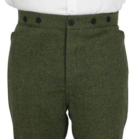  Victorian Old West Edwardian Mens Pants Green Tweed Wool Blend Synthetic Herringbone Dress Work Matched Separates |Antique Vintage Fashioned Wedding Theatrical Reenacting Costume | Aviator