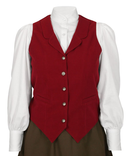  Victorian Old West Edwardian Ladies Vests Red Synthetic Solid Dress |Antique Vintage Fashioned Wedding Theatrical Reenacting Costume |