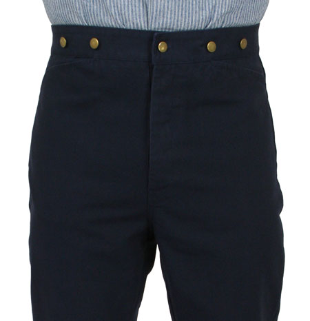  Victorian Old West Edwardian Mens Pants Blue Cotton Canvas Solid Work Matched Separates |Antique Vintage Fashioned Wedding Theatrical Reenacting Costume |
