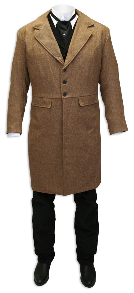 100% Wool Brown Tweed Frock Coat
