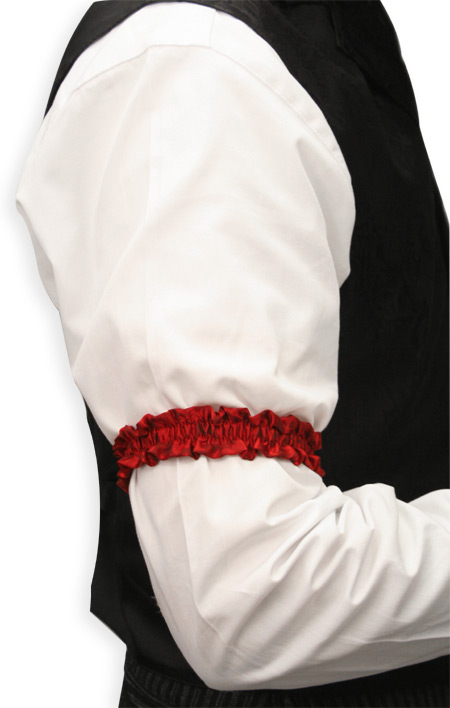 Deluxe Silk Sleeve Garters Red (One Pair)