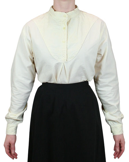 Ladies Embroidered Work Shirt - Ivory