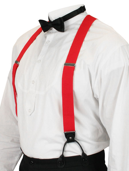Red Elastic Convertible Suspenders (Long)