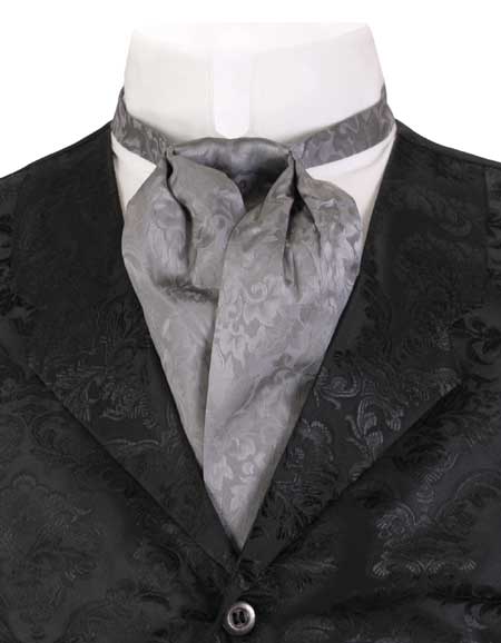 Mens Green Satin Striped Ascot Cravat Victorian Dickens Wedding 