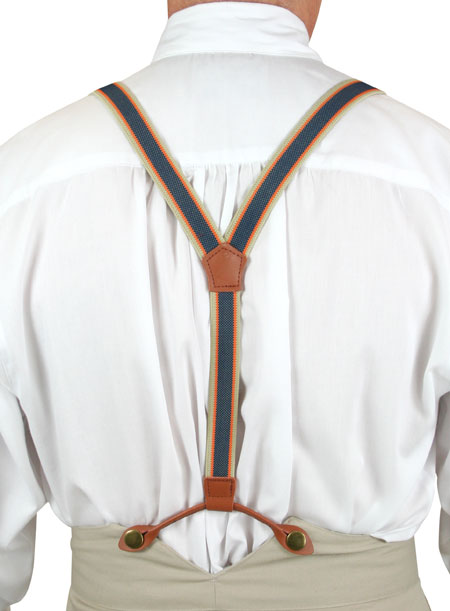 Elastic Y-Back Fashion Suspenders - Blue/Multicolor