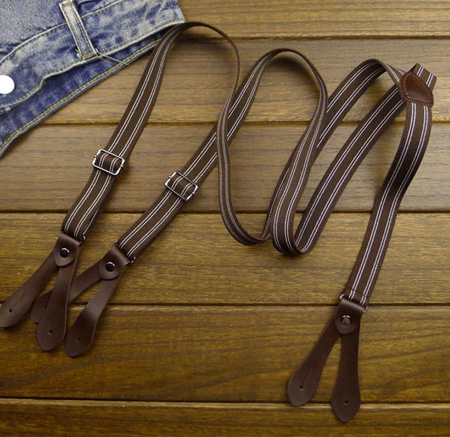Elastic Y-Back Fashion Suspenders - Brown Stripe