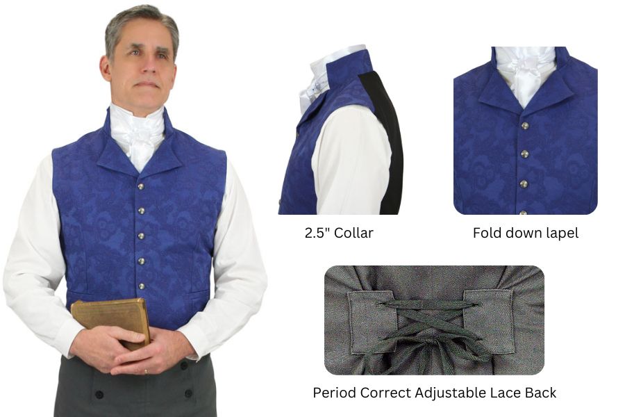 Authentic, High Collar Regency Vests