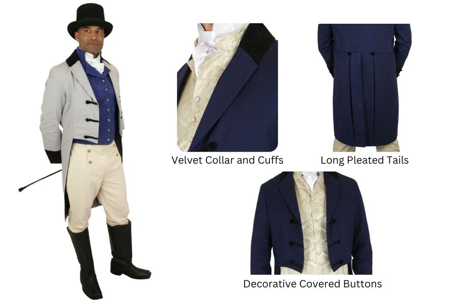 Authentic, High Collar Regency Cutaway Coats